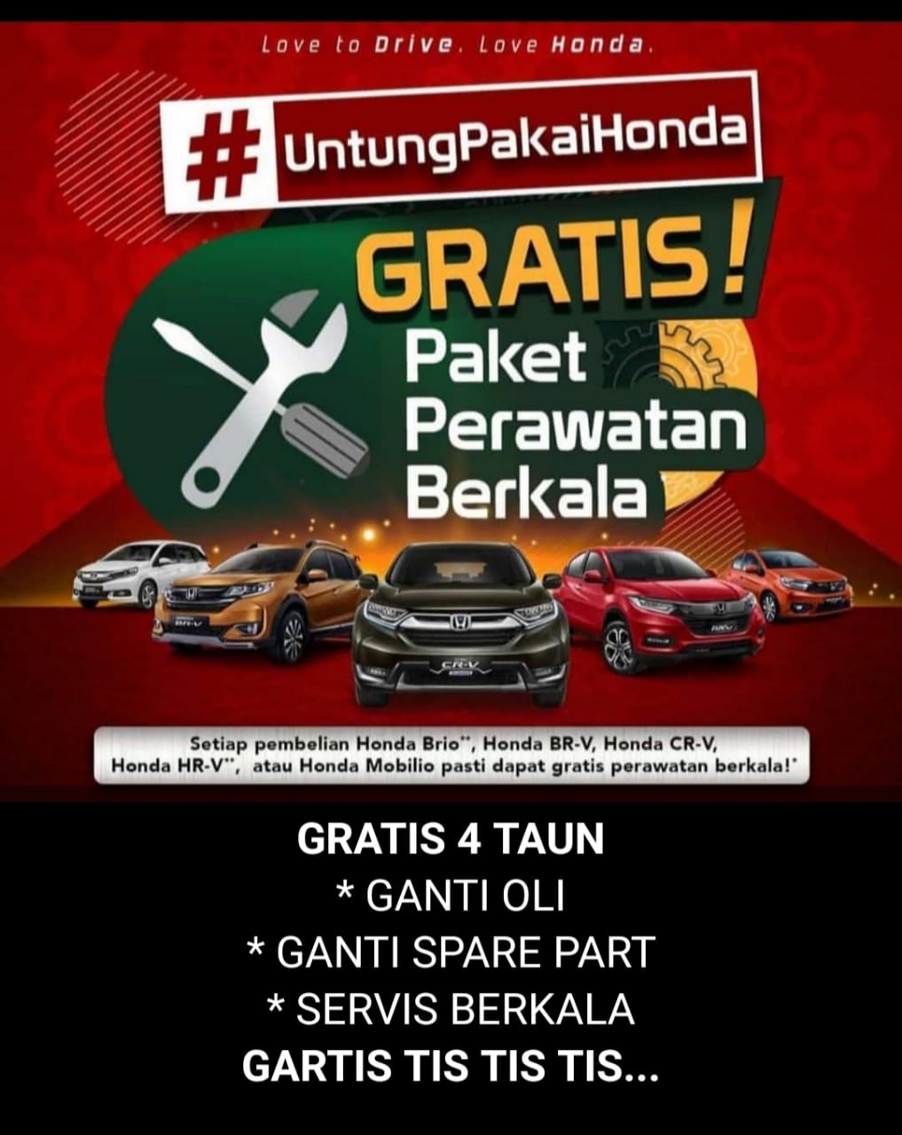 Beli Honda dapat Free Service 4 tahun